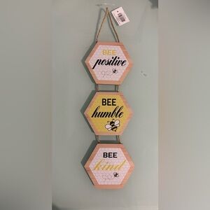 Bumble Bee Wooden Hexagon Sign, each one is 5.5" x 6" , perfect for bee lovers.